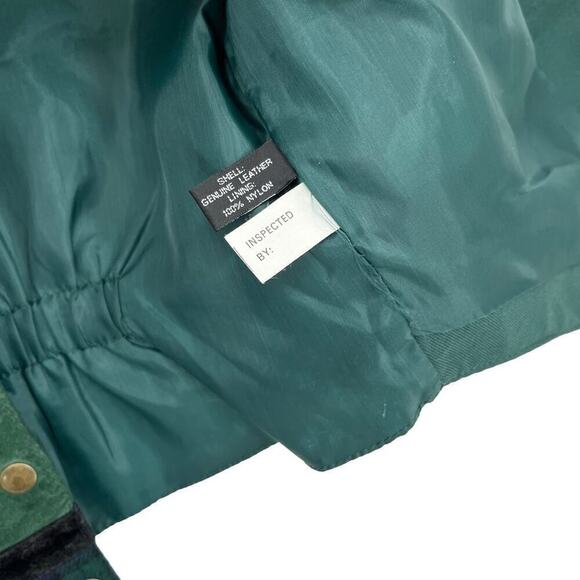 Vintage 90’s Learsi Vest Suede Leather Plaid Patchwork Green Small - Picture 9 of 9